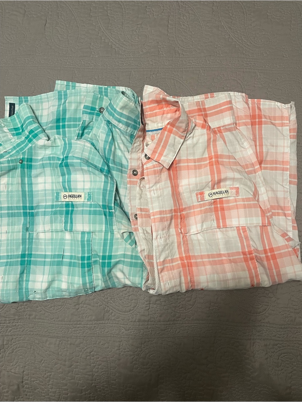 Magellan Outdoors Plaid Button-Down Shirts - Teal & Coral